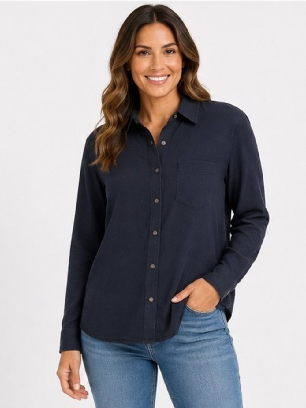 Polo Sport Ralph Lauren Women’s Size 10 Navy Wool Cashmere Button Front Shirt
